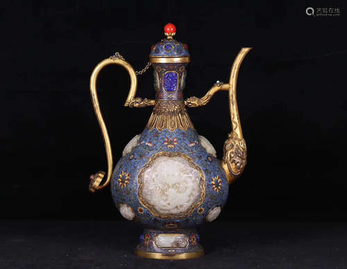 A QING DYNASTY PALACE STYLE GILT BRONZE CLOISONNE POT