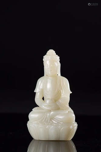 A HETIAN JADE SEED MATERIAL GUANYIN ORNAMENT , QING DYNASTY