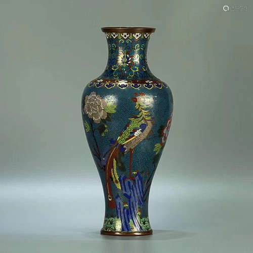 A BRONZE GILT ENAMEL VASE, QING DYNASTY