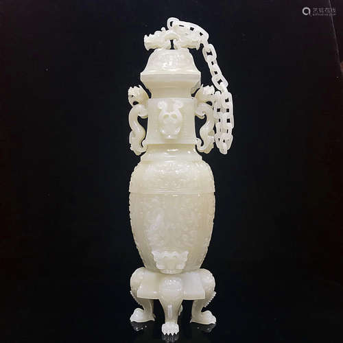 A QIAN LONG WHITE JADE VASE