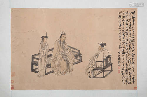 Chinese ink painting on paper, attributed to Huang