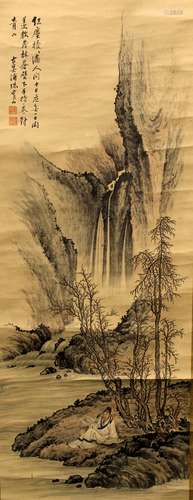 Chinese ink painting scroll on paper.