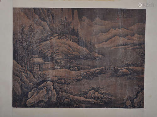 Chinese ink painting on silk, attributed to Emperor