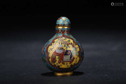 Chinese cloisonne snuff bottle, Qianlong mark.