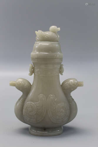 Chinese carved jade vase.