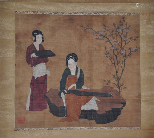 Chinese water color painting on silk.