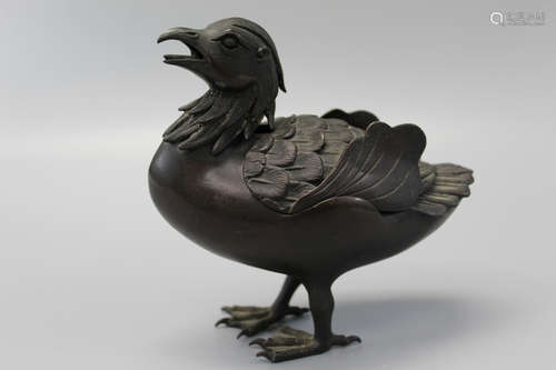 Chinese bird bronze incense burner.