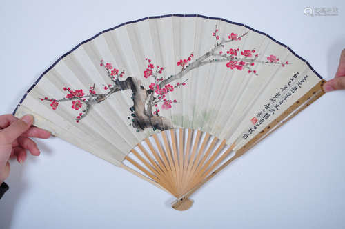 Chinese water color painting on fan, attributed to Fei