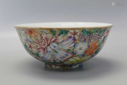 Chinese famille rose porcelain bowl, Guangxu mark.