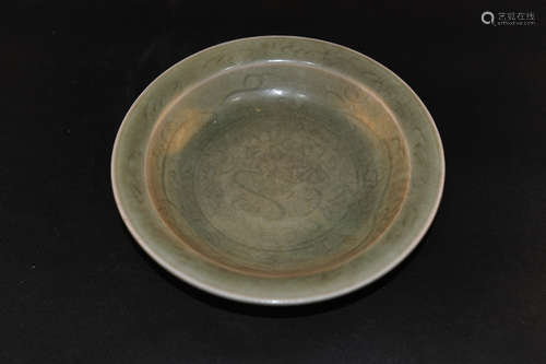 Chinese celadon porcelain plate.