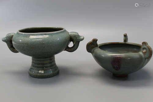 Chinese Jun Ware porcelain bowl and celadon porcelain