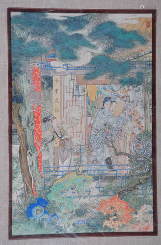 Chinese water color painting on paper, attributed to Hu