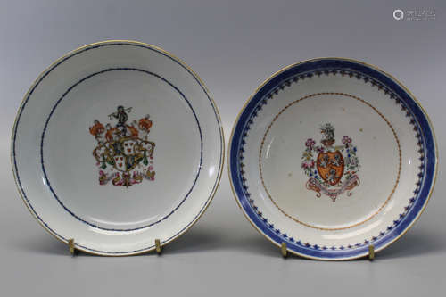 Two Chinese armorial porcelain dishes.