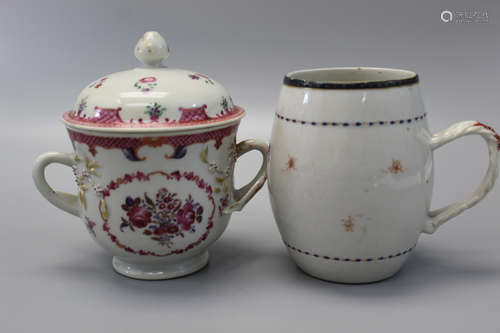 Two Chinese export porcelain mugs.