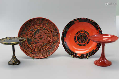 Set of four lacquer pieces.