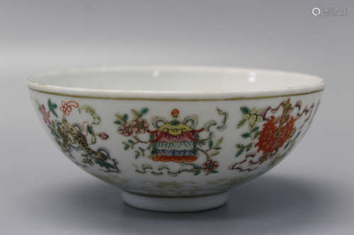 Chinese famille rose porcelain bowl, guangxu mark.