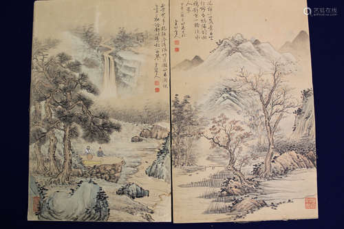 Two Chinese water color painting on paper, by Ban Shui