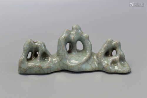 Chinese celadon crackle glaze porcelain brush holder.