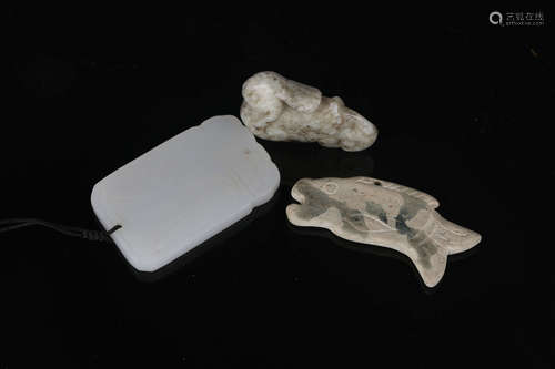 Three piece of Chinese jade carving.