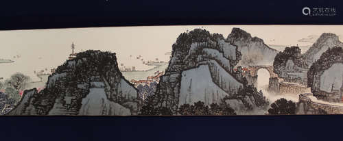 Chinese water color painting on paper scroll,