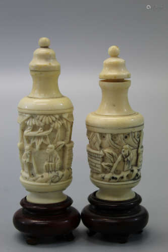 Two Japanese carved snuff bottles.