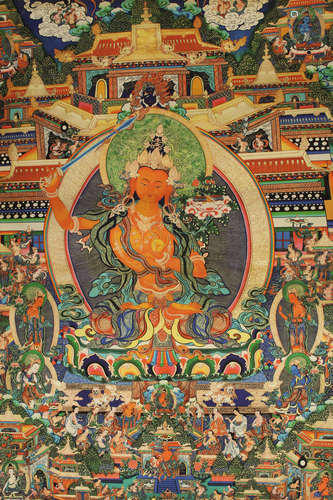 Tibetan thangka on silk,