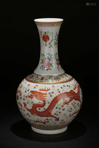 Chinese famille rose porcelain vase, Guangxu mark.