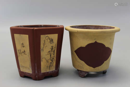 Two Chinese Yixing planters.