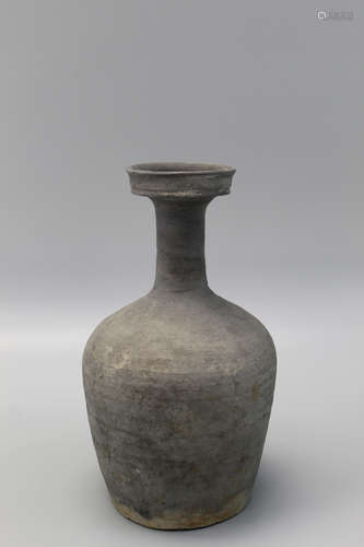 Chinese black glaze pottery vase, Tang Dynasty.