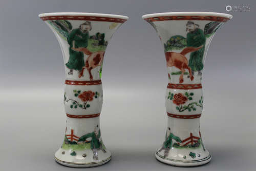 Pair Chinese famille verte porcelain vases, Chenghua