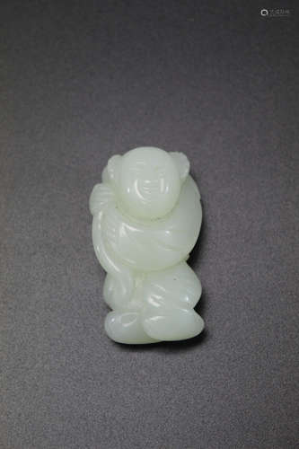 Chinese carved white jade figure, Qing Dynasty.