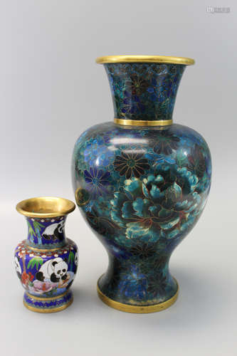 Two Chinese cloisonne vases.