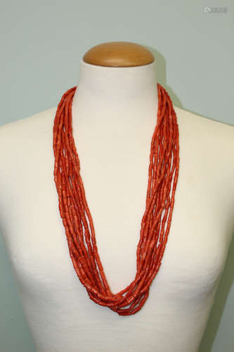 Red coral necklace.