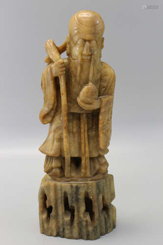 Chinese carved soapstone figure of shoulao.