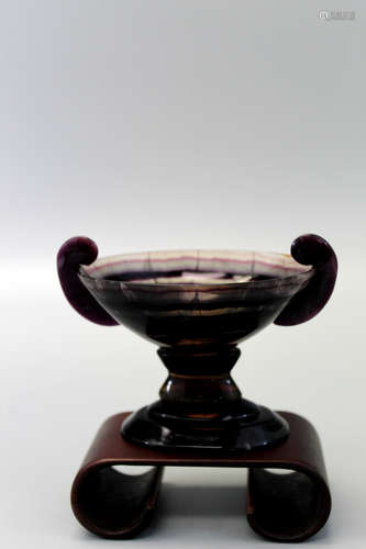 Carved Semi-Precious Purple Fluorite Diminutive Tazza.