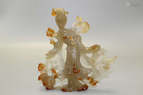 Chinese carved agate figure of a lady.