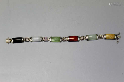 Chinese sterling silver bracelet with different gems