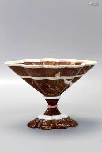 Fine Scalloped Tazza Carved from French Marbre Marron,