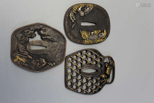 Three Japanese tsuba.