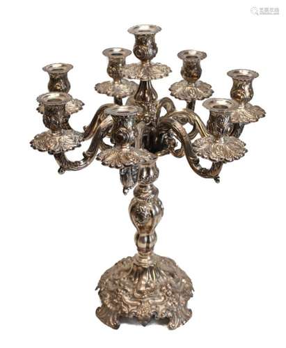 Large Silver 8 Branch Centerpiece Candelabra