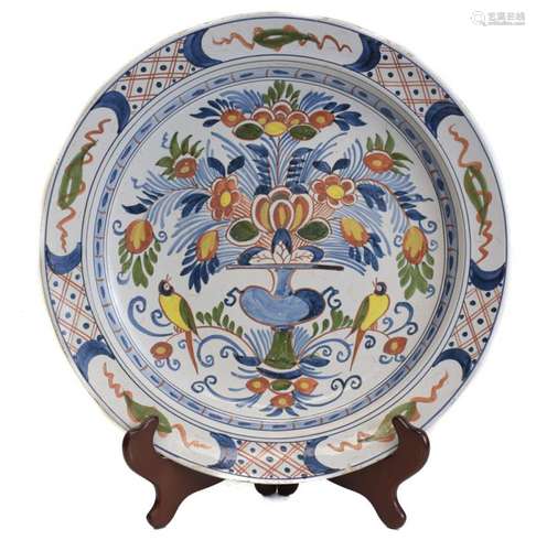 Continental Faience Polychrome Charger