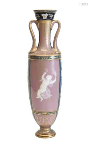 Minton pate-Sur-Pate Two-Handled Vase