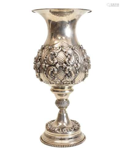 Enormous Sterling Silver Kiddish Cup with Gilt Interior