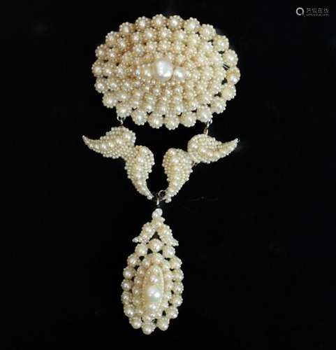 Victorian Seed Pearl Brooch