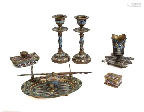 Group of Champleve Enamel Works