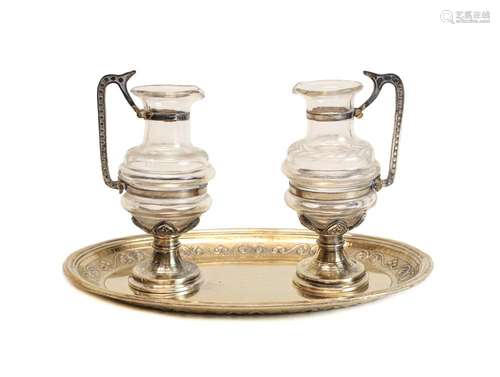 French Gilt Silver Oil & Vinegar Serving Set