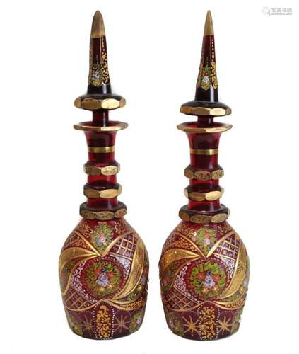 Pair of Bohemian Glass Decanters