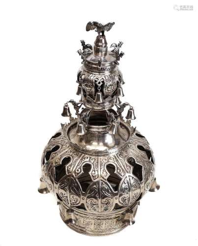 Large Silver Judaic Torah Scroll Crown