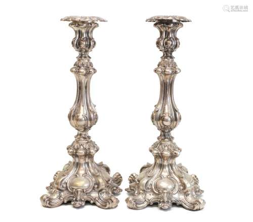 Pair Silver Austro Hungarian Sabbath Candlesticks