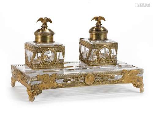 Gilt Silver & Cut Glass Encrier by Falize